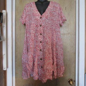 new without tags FLORAL PRINT TIERED DRESS Red and white floral size Large
